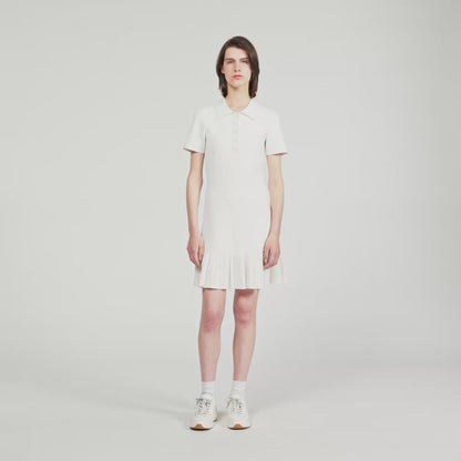 Maryll Short Knit Dress With Polo Neck Ecru