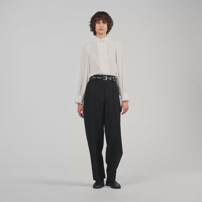 Hortense Silk shirt with gathered collar White