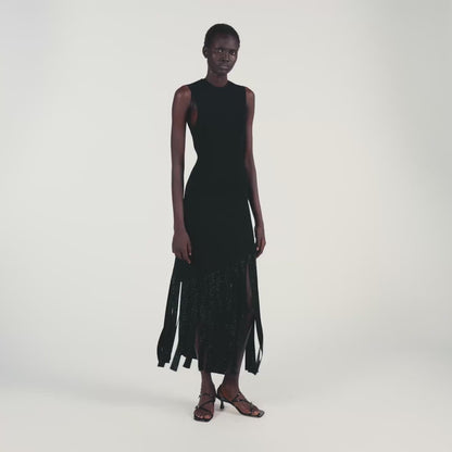 Astoria Fringed Maxi Dress Black