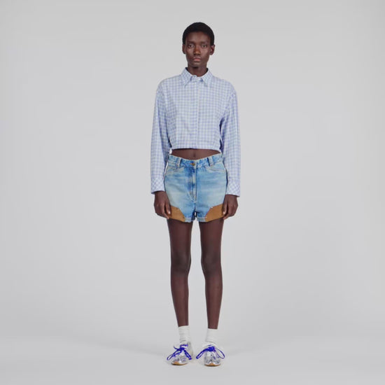 Edenis Short Checked Shirt BLU / WHITE
