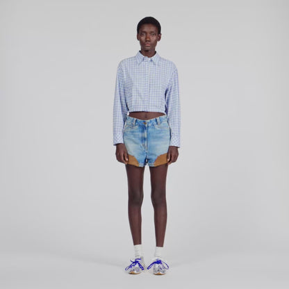 Edenis Short Checked Shirt BLU / WHITE