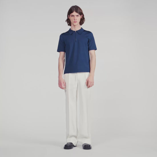 Pablo Zip Knitted Polo Shirt With Zip Collar ROYAL BLUE