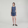 Eden Rhinestone Denim Top Blue Jean