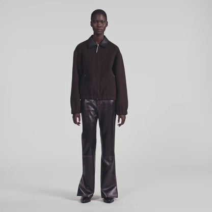 Nilo Double-faced leather collar jacket Black Brown