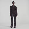 Nilo Double-faced leather collar jacket Black Brown