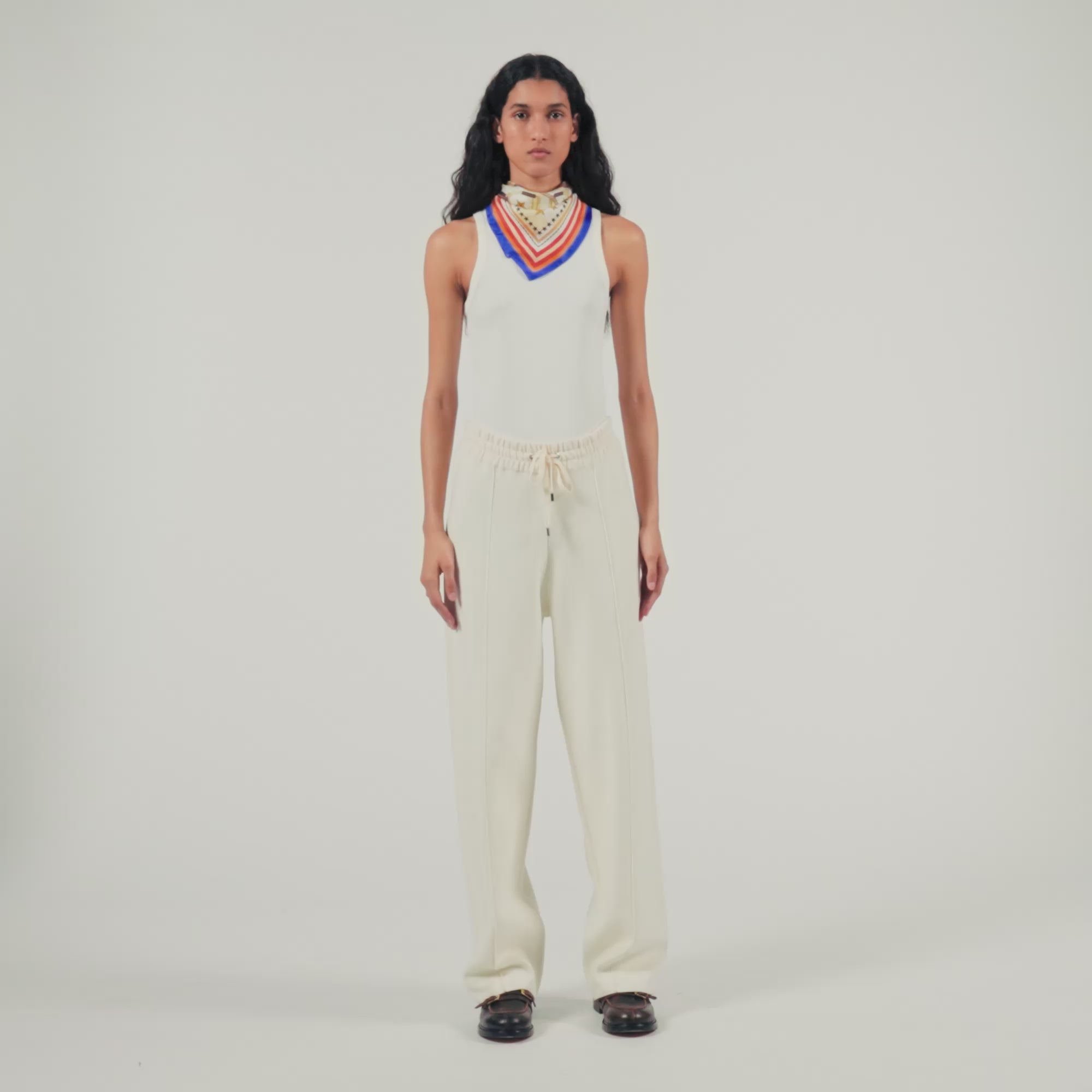 Knitted Straight-Leg Pants Ecru