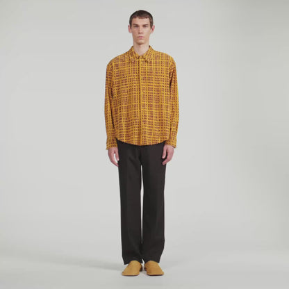 Thread Shirt Shirt with velvet flocking Mustard
