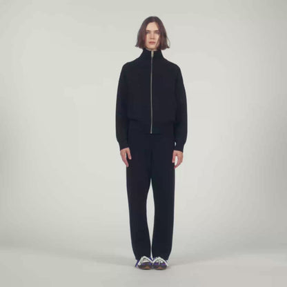 Lunaire Standing Collar Strass Cardigan Black