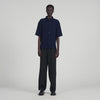 Textured Shark Collar Shirt Navy Blue