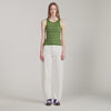 Ona Striped vest top with tassels Green / Ecru