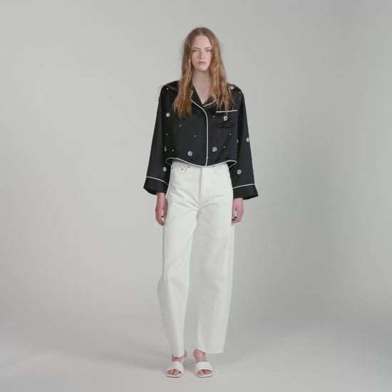 Nerissea  Shirt with beads & rhinestones  Black