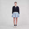 Doryan Metal Button Layered Collar Jumper Navy Blue