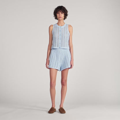 Miguel Beaded Crochet Cardigan Sky Blue
