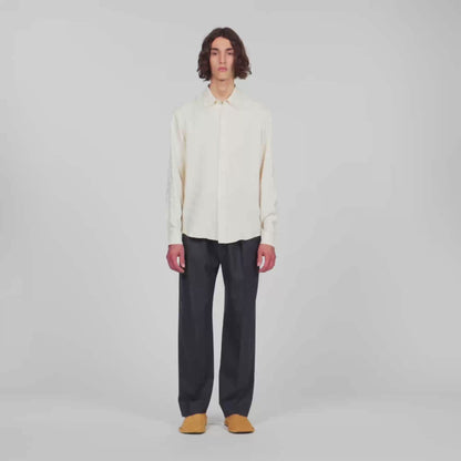 Jacquard Cross Shirt Ml Square Cross loose-fit shirt White