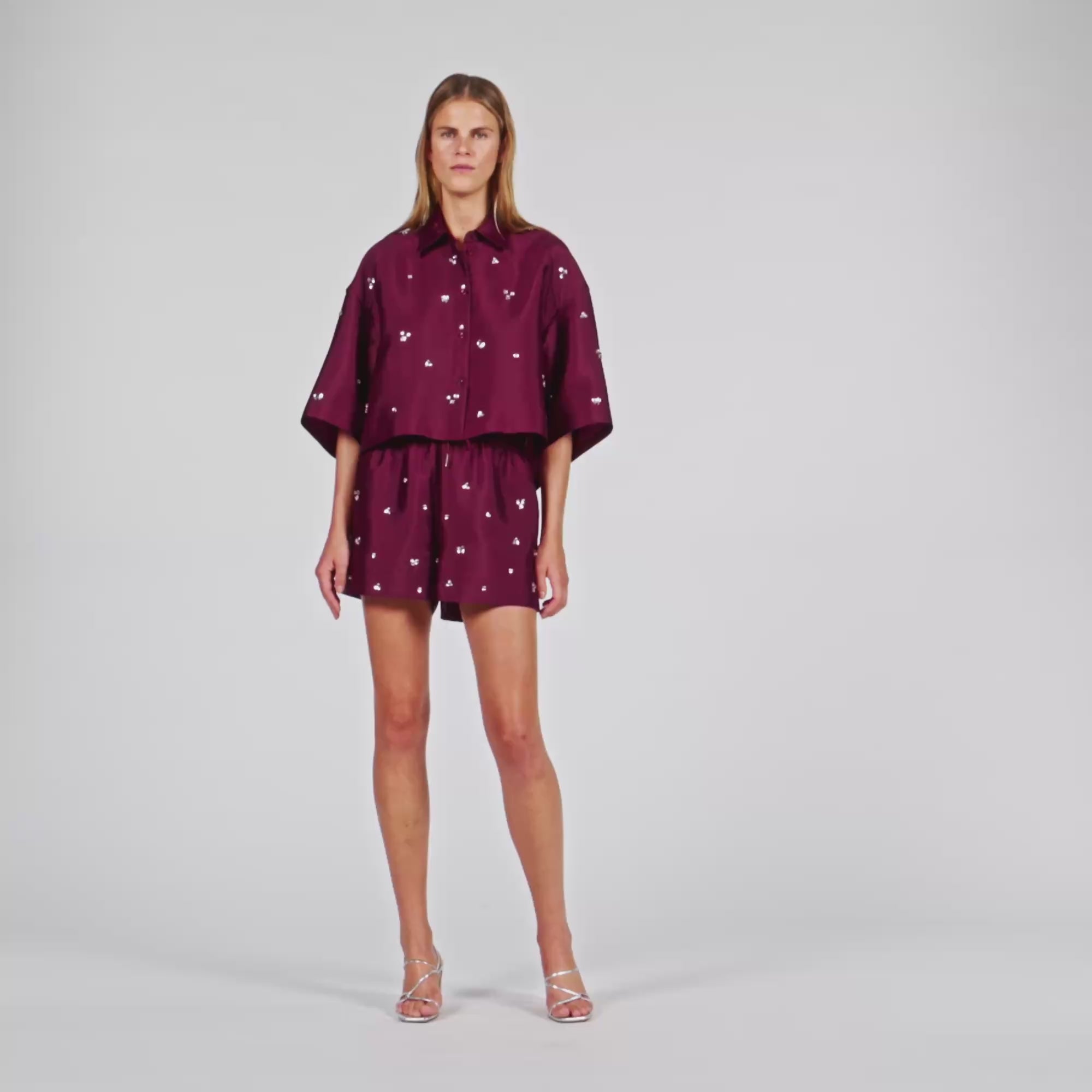Mentissa Shirt Embellished With Rhinestones Bordeaux