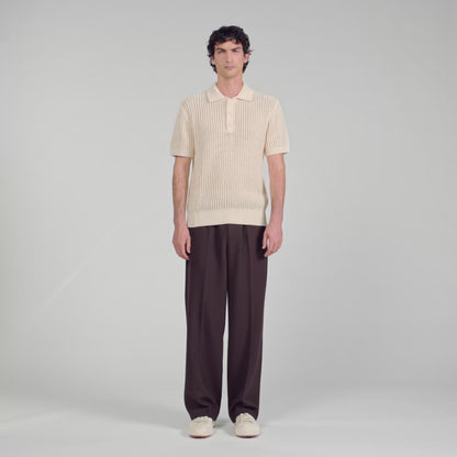 Crochet Polo Cotton Polo Shirt With Polo Collar Butter Cream