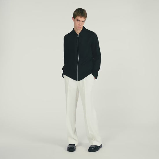 Chemise Zippee Loose-Fit Zip-Up Shirt Black