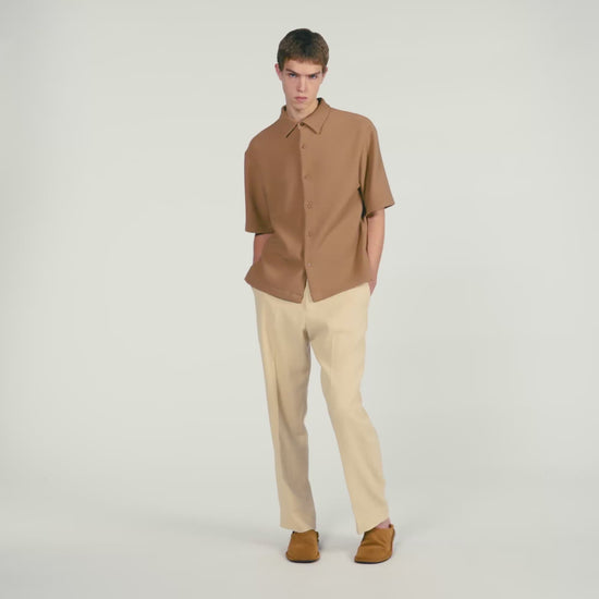 Textured Shark Collar Shirt Camel