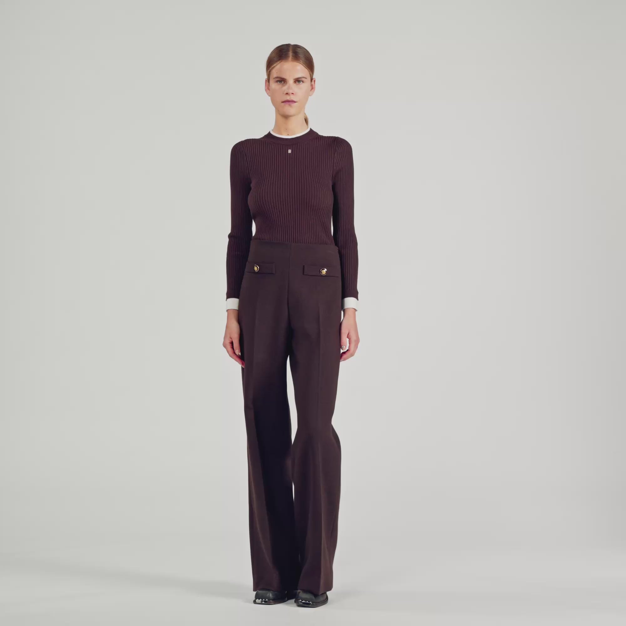 Stephen Flared Trousers Brown