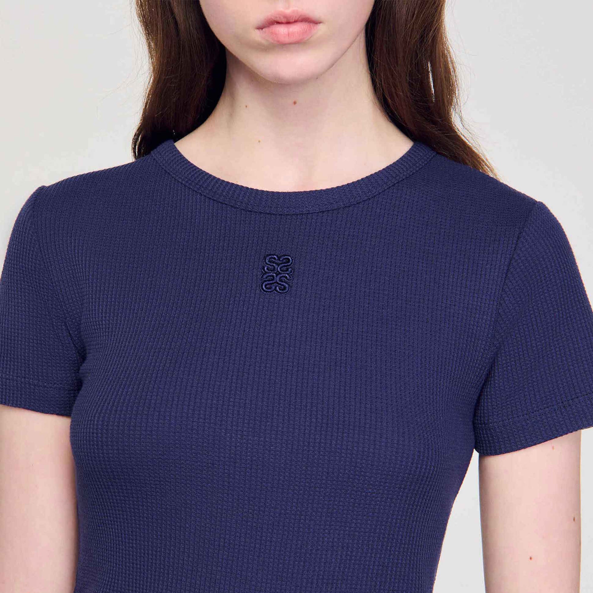 Bee Cropped T-Shirt Navy Blue