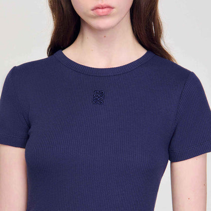 Bee Cropped T-Shirt Navy Blue