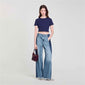 Bee Cropped T-Shirt Navy Blue