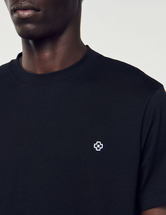 T-Shirt With Square Cross Patch Black