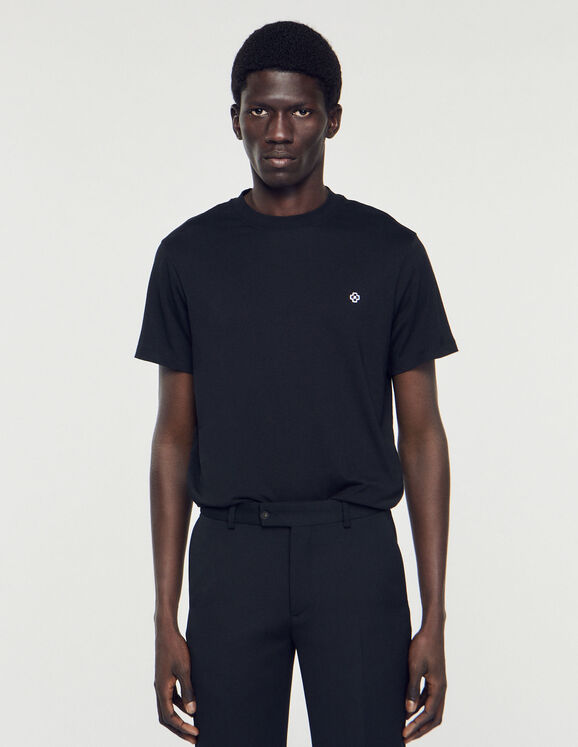 T-Shirt With Square Cross Patch Black