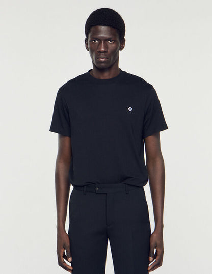 T-Shirt With Square Cross Patch Black