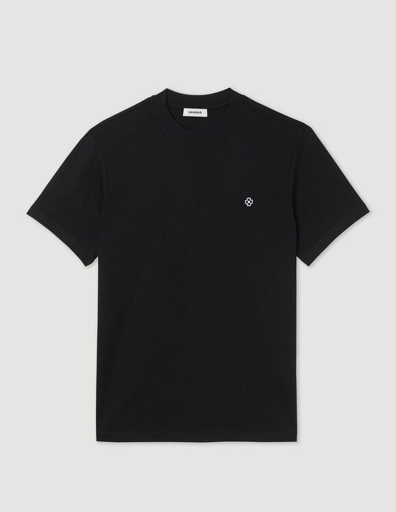 T-Shirt With Square Cross Patch Black