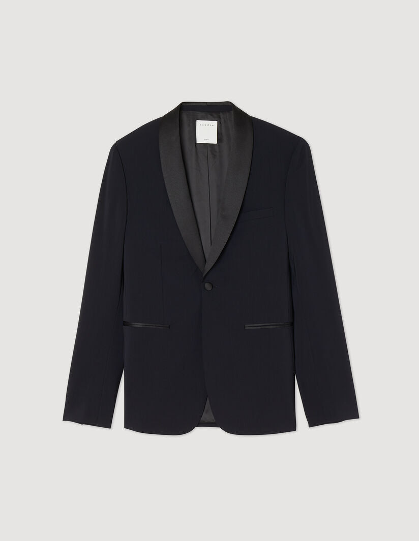 Tuxedo Jacket With Satin Navy Blue