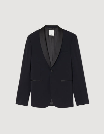 Tuxedo Jacket With Satin Navy Blue