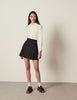 Short Skirt With Stitched Pleats Black
