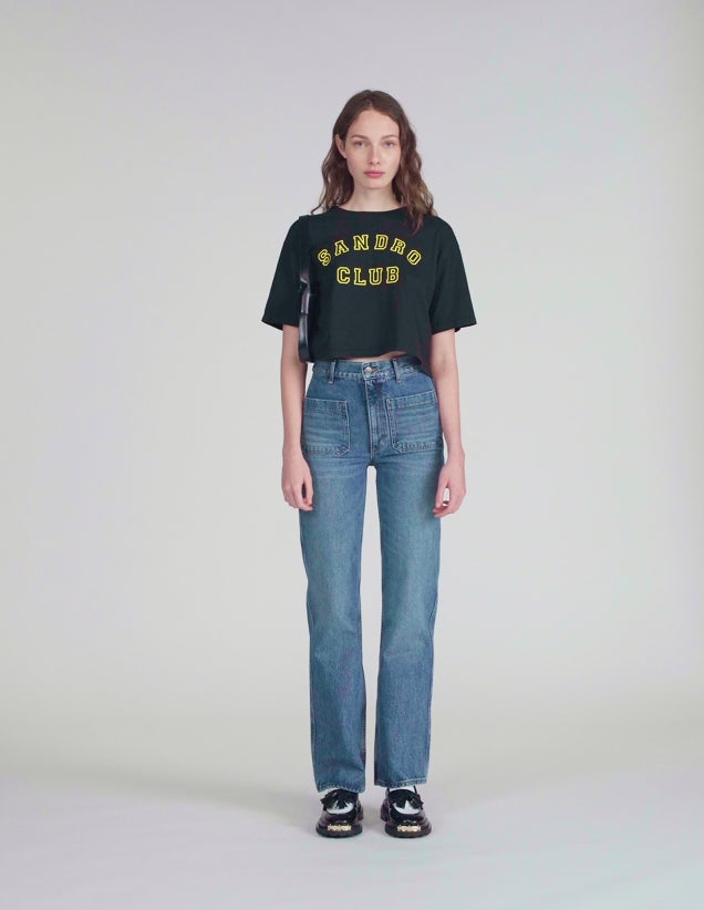 Flared Faded Jeans Blue Jeans