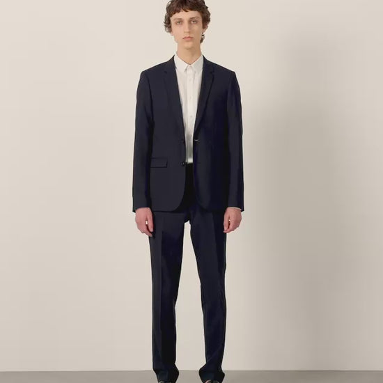 Classic Wool Suit Trousers Navy Blue